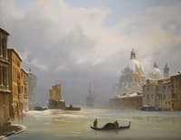 Venice, a View of the City under Snow with the Church of the Salute