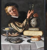 A kitchen still life with a boy