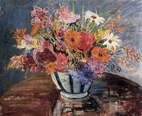 Flowers in a Blue Striped Vase