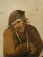 A peasant grimacing with his arm in a sling