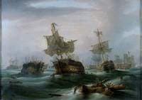 The Battle of Trafalgar, 21 October 1805: Position of the Fleets at 4.30pm