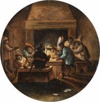 Monkeys Playing Cards, Smoking and Drinking