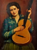Portrait of a woman with a guitar