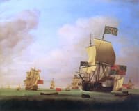 The 'Albemarle, flagship of Sir John Leake, Coming to Anchor in the Bay of Barcelona...