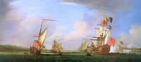 The Royal Yacht 'Peregrine' and another Yacht in the Medway off Gillingham,Kent passing Upnor Castle