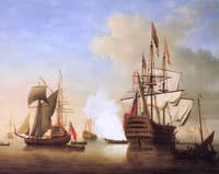 Stern View of the 'Royal William' Firing a Salute