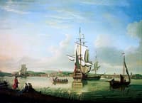 A View of the Thames at Woolwich with Shipping Becalmed
