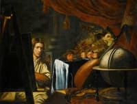 An artist at work in his studio