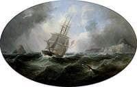 A Frigate off a Rocky Coast