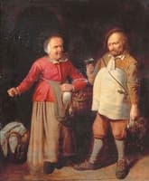 A peasant couple in a kitchen interior