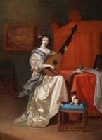 A young lady playing the lute