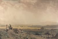Harvesters in Landscape in Sussex