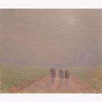 Three Peasants under a Pink Sky
