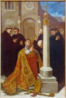 Saint Lambert in Prayer at the Foot of the Cross of the Abbey of Stavelot