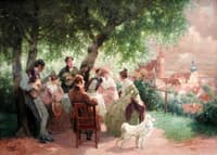 Merry Company in Wachau, Krems in the background