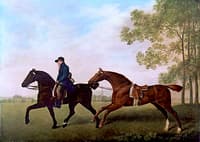Two Saddled Horses, One Ridden by a Groom
