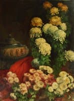 Still life on red draped cloth