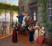 People in front of a house