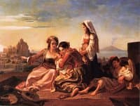 Amusing the baby, the bay of Naples in the distance
