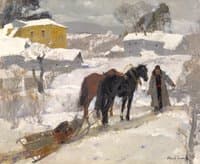 A Man with Two Horses and a Sledge