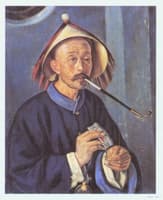 Chinese Man Smoking a Pipe