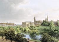 Blick aus den Anlagen zwischen Zwingerwall und Stahlstrasse, Dresden