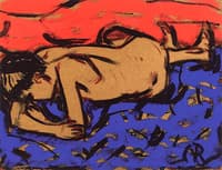 Nude Lying on a Blue Cloth