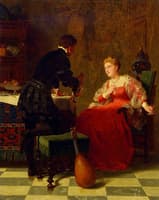 Lutenist courting the lady of the house