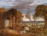 River Landscape with Bridge, Figures and Cattle