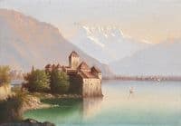 View of Castle Chillon on Lake Geneva