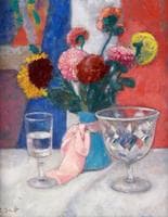 Floral Still Life with Blue Vase