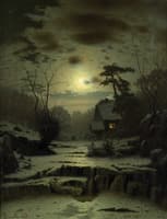 Winter Landscape. Full Moon