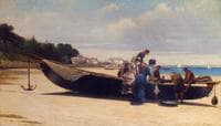 Élégantes à l'arrivée des pêcheurs dans la baie d'Arcachon