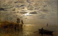 Coastal Landscape in Moonlight