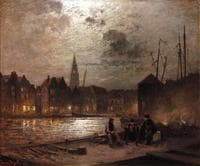 Harbor in Moonlight