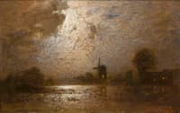 Moonlit Landscape with a Windmill
