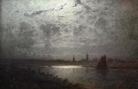 View of Lübeck in the Moonlight