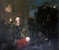 A Night Encounter: Lord Boyne and Sir Edward Walpole outside a Tavern
