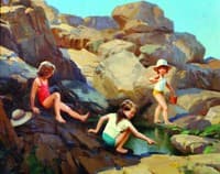 Children by a Rock Pool