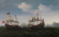 Naval Battle off a Rocky Coast