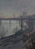 The embankment with Cleopatra's Needle, painted from the Savoy Hotel