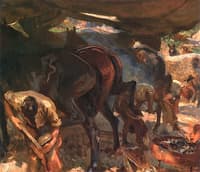 Shoeing Cavalry Horses at the Front