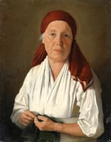 Elderly Woman in a White Blouse