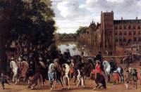 Prince Maurice accompanied by Prince Frederick Henry,Frederick V and his wife Elizabeth in the Hague
