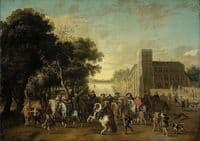 Prince Maurice accompanied by Prince Frederick Henry,Frederick V and his wife Elizabeth in the Hague