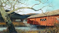 Afternoon Shadows on Red Covered Bridge