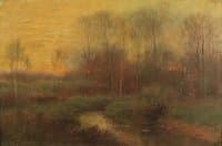 Meandering Stream with Sunset