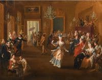Figures in an Elegant Interior Watching an Entertainment