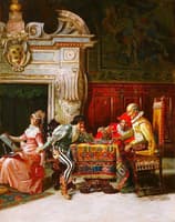 Figures in an elaborate Italian interior