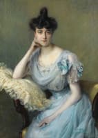 Portrait of a Young Woman in a Blue Dress